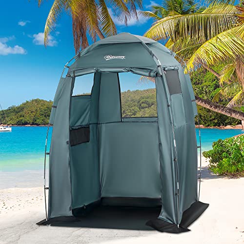 Outsunny 60" x 60" x 82" Shower Tent Extra Wide Changing Room Privacy Portable Camping Shelters with Windows & Floor Mat image 1