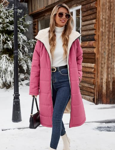 Yusongirl Womens Winter Long Coats Trendy Puffer Jacket Sherpa Fleece Lined Down Coat Long Sleeve Parka Oversized with Hood2