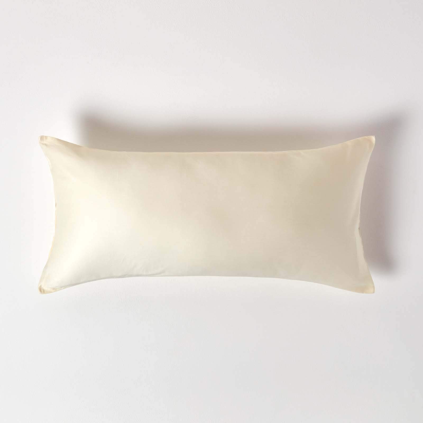 Homescapes Sateen Cotton Continental Pillowcase 400 TC, 40 x 80 cm in Cream