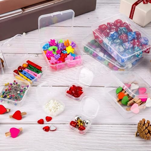 Image of SATINIOR 24 Packs Small Clear Plastic Beads Storage Containers Box with Hinged Lid for Storage of Small Items, Crafts, Jewelry, Hardware(4.5 x 3.3 x 1.2 in)