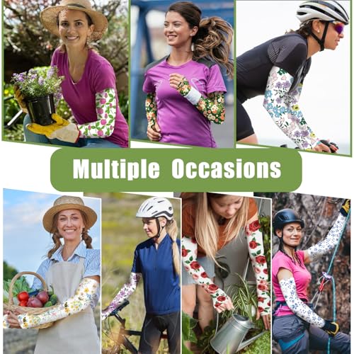 Image of Bebila Gardening Sleeves for Women Farm UV Sun Protection Anti-Scratch Cooling Sleeves with Thumb Hole Arms Cover Outdoors