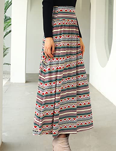 Doublju Women's High Waist Maxi Skirt Shirring Side Pockets Long Length Detail With Plus Size #TOP1