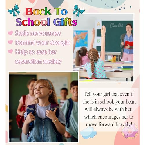 First Day of School/Preschool/Kindergarten/ 1st Grade Gifts for Mom and Daughter, Back to School Rainbow Rope Braided Mommy and Me Matching Bracelet Set4