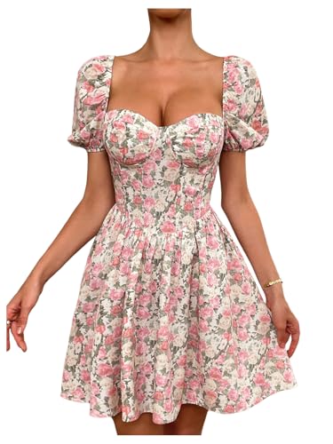 ditsy floral puff sleeve corset dress Puff Sleeve Floral Corset Mini Dress AnotherChill