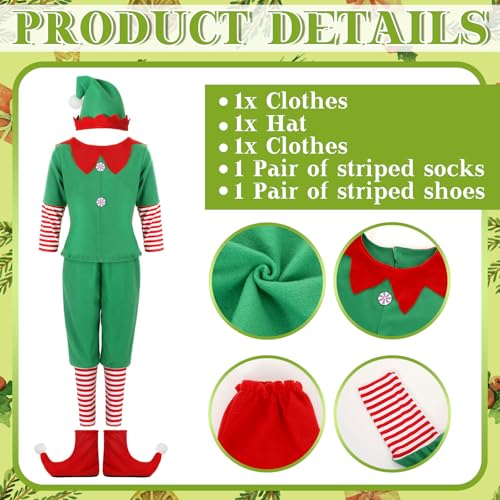 Disfraz completo de duende navideño para niños Geyoga miniatura 5