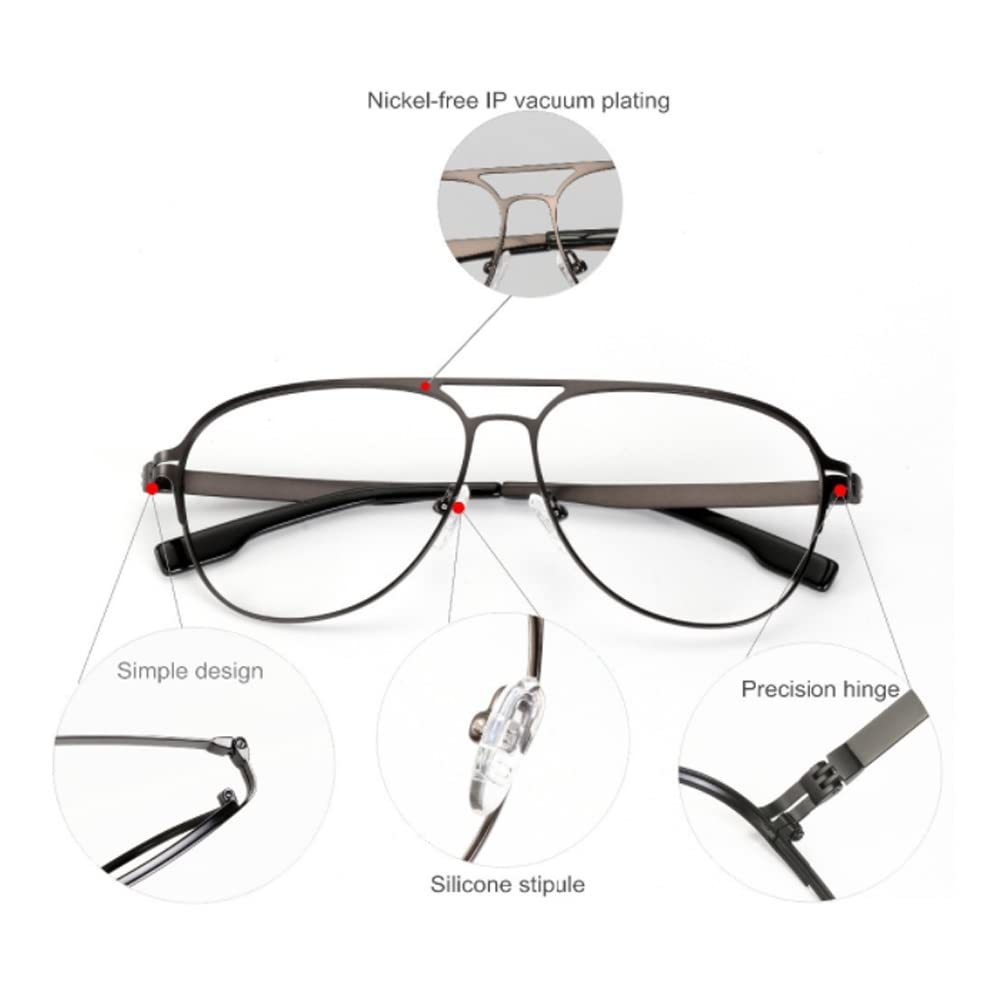 Herren Piloten Lesebrille Photochrome Outdoor-Sonnenbrille UV400 Fahren/Fischen Brillen Selbsttönende Metall Presbyopie Brille +1,0 Bis +3,50 (Size : +3.50)