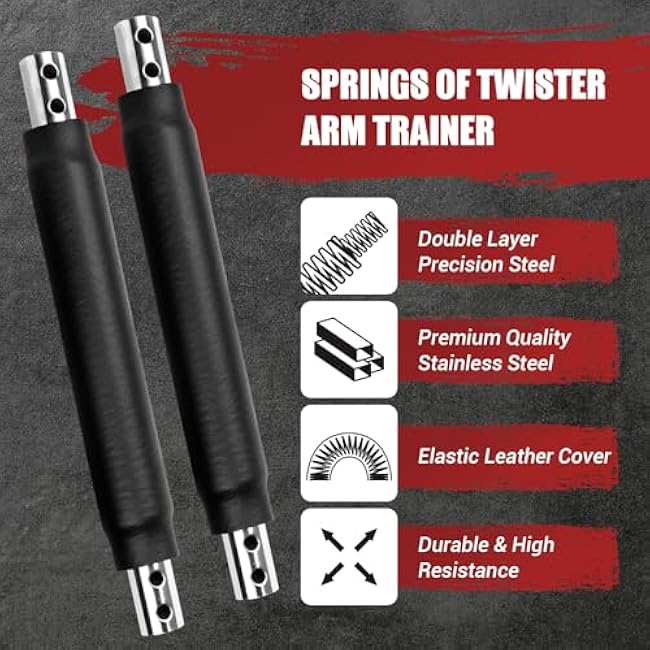 Springs of Twister Arm Trainer, 90-120LBS/130-160LBS Adjustable Resistance Chest Exerciser Springs, Dual Steel Power Twister Spring with Elastic Sleeve for Arm, Back, Chest Workout (Only 2 Springs)