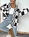 BTFBM Casual Cardigan Sweater for Women Fall 2025 Long Sleeve Open Front Chunky Knit Sweaters Checkered Outwear Coat(Black,Medium)