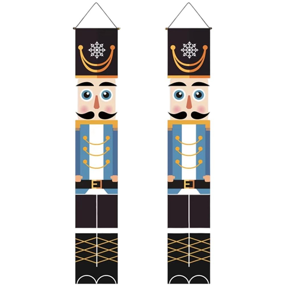 Vbsqic Walnut Soldier Couplet Door Couplet for Xmas Nutcracker Christmas Banner Xmas Holiday Nativity Decor Christmas Porch Sign Listing Front Door