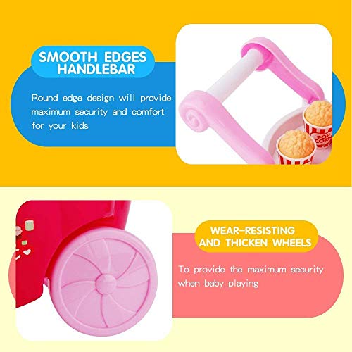 Image of LONGMIRE Plastic 42 Pcs Big Size Kitchen Playset | Musical & Light Kitchen Set Toy for Kids with Sound and Accessories Set for 4 Year Old (Pink Ice Cream Trolley)
