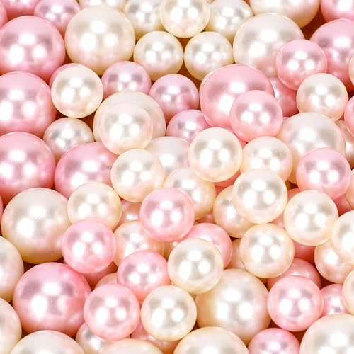 140 perlas artificiales, perlas para rellenar jarrones, perlas doradas y rosas, sin agujero,...