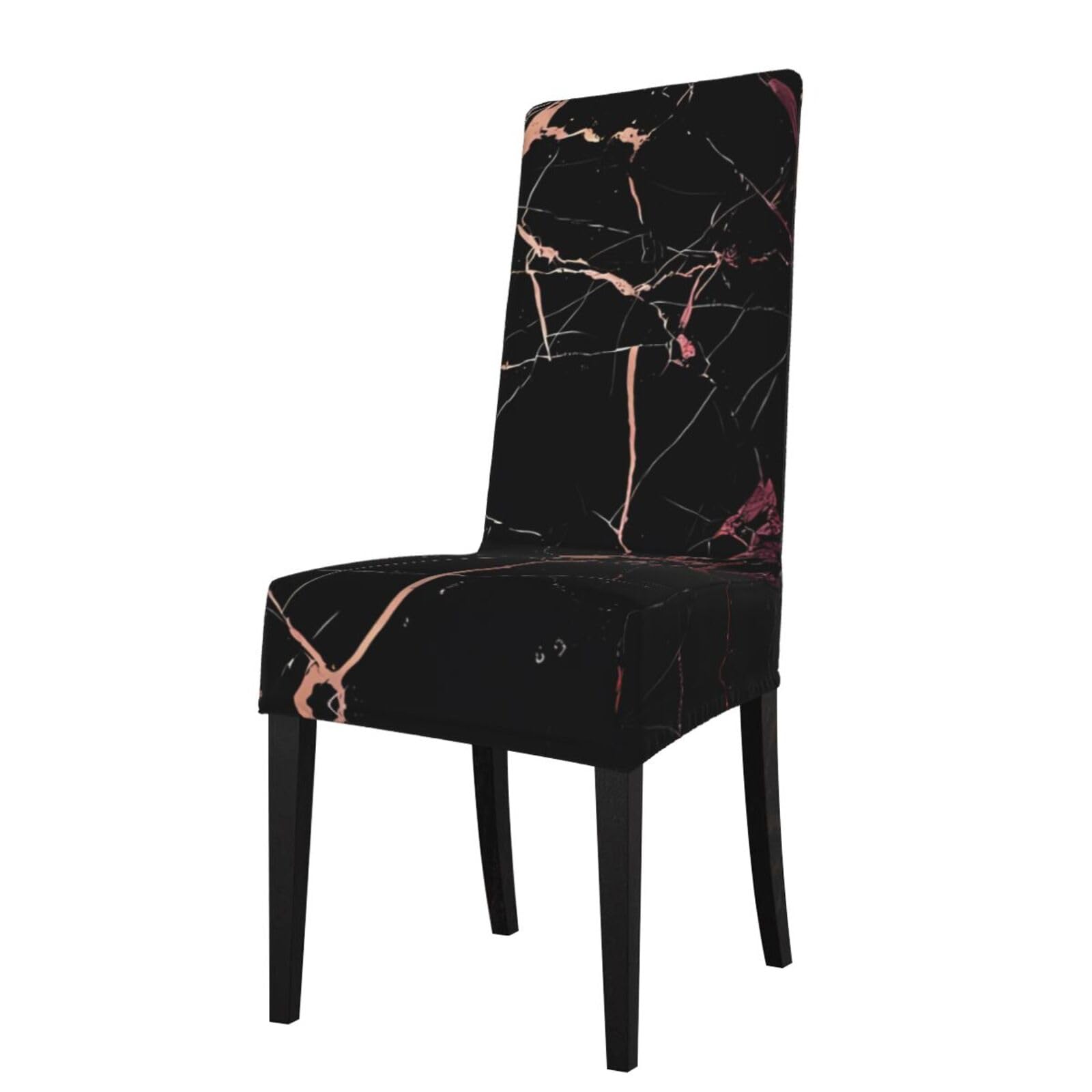YYHWHJDE Black rose gold Marble Prints Protection Cover for Dining Chair – Stretchable Slipcovers for a Refreshing Dining Room Makeover