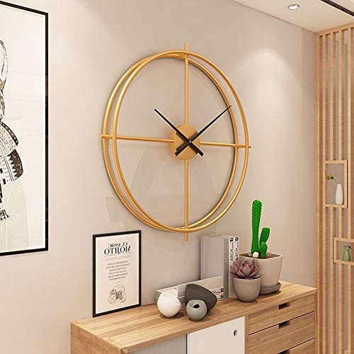 FOOSKOO Desk Clock Wanduhren 3D Retro Wanduhr Vintage Gang Holz Wanduhr Römische Ziffern-Entwurf for Haus Wohnzimmer-Dekoration 50CM Cover