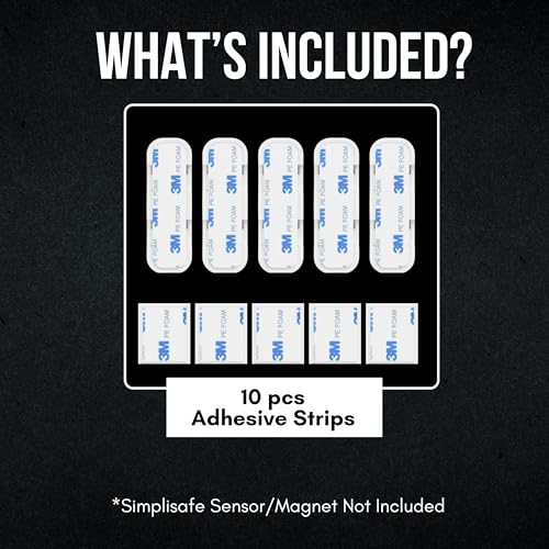 Image of Simplisafe Entry Sensor Adhesive | Mounting Tape for Simplisafe Door, Entry, and Contact Sensor | Easy Mount, No Cutting, Peel and Stick (5 Pack Sensor + 5 Magnet Side)