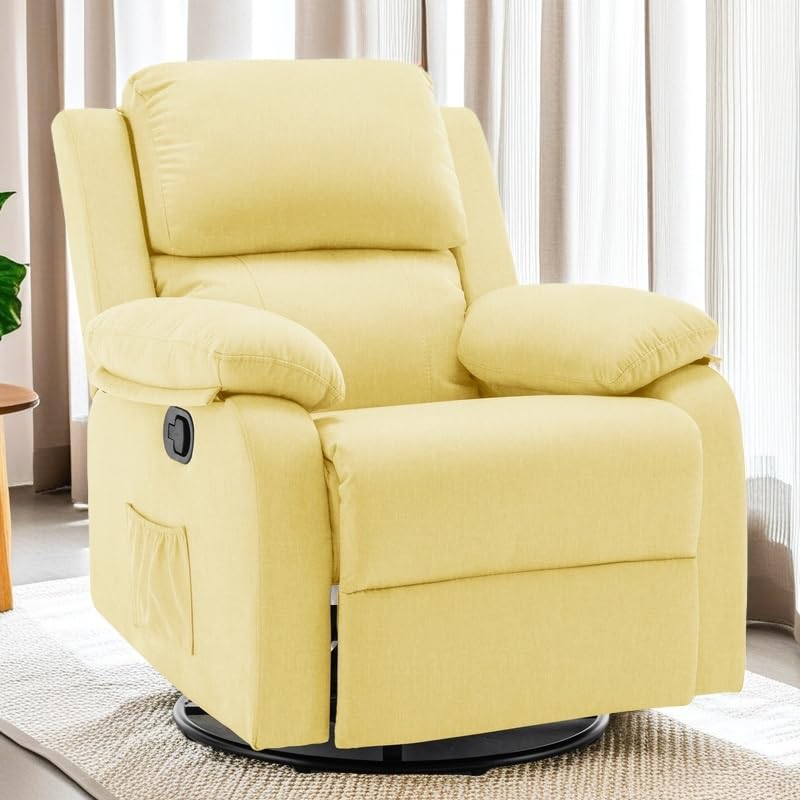 Sillón reclinable giratorio 360 tela madera pino miniatura 1