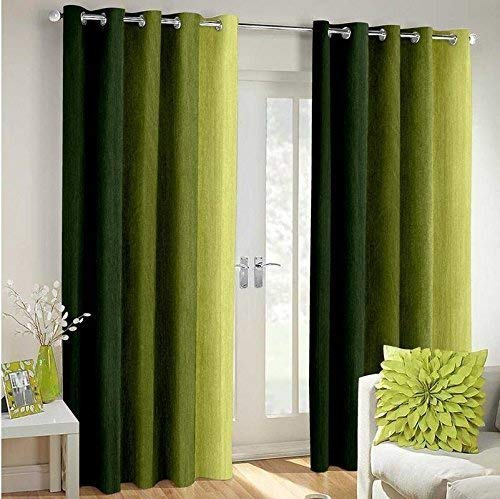 SKIVE India Solid Grommet Door Eyelet Curtain, Door 7 Feet, Green, Pack of 2