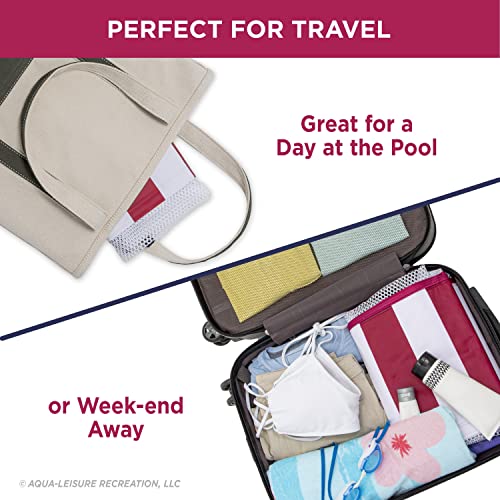 Image of Aqua 2-in-1 Catalina XL Pool Float & Hammock - 1-2 Person, Multi-Purpose, Inflatable Pool Floats for Adults - Burgundy /White Stripe