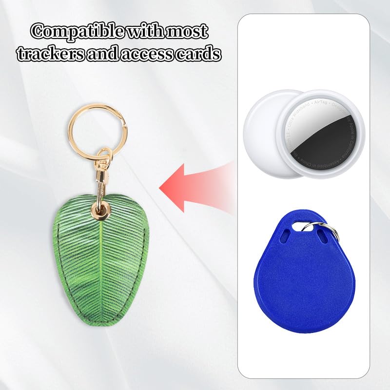Image of Leather Keychain Case Holder Compatible with Apple AirTag, GPS Airtag Keychain Finder Tracker with Key Ring, Anti-Scratch Protective Air Tag Cover | Leather