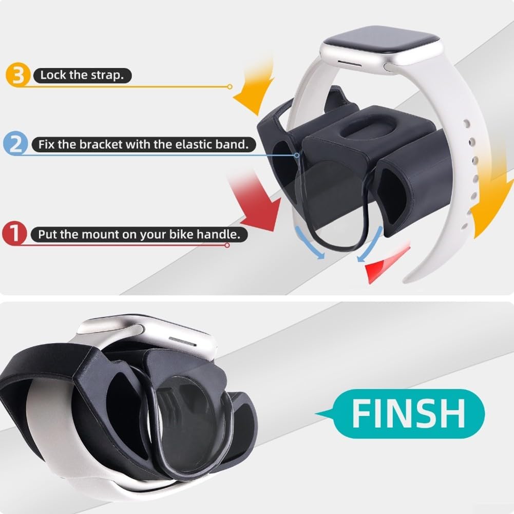 Soporte de reloj para manillar de bicicleta hecho de silicona adecuado para Garmin para Polar y otros relojes inteligentes con correas de menos de 35 mm para comodidad de ciclismo