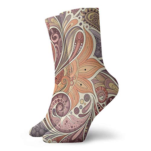 Preisvergleich Produktbild Lustige Freizeit-Socken, handgezeichnete Blumen, Paisleymuster, Garten, bedruckt, Sport, Athletik, 30 cm lang