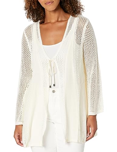 MULTIPLES Women's 3 Quarters Shaped Sleeve Tie Front Long Jacket