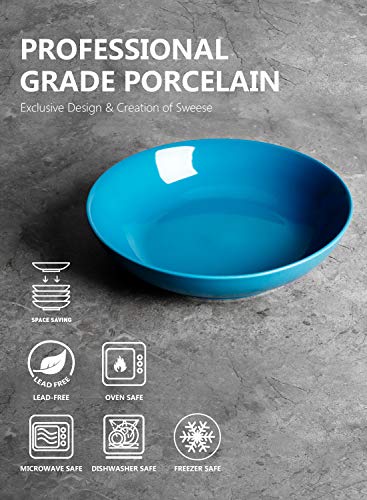 Sweese 113.107 Porcelain Large Salad Pasta Bowls - 45 Ounce 1.3 Quart - Set of 4, Steel Blue - Image 7