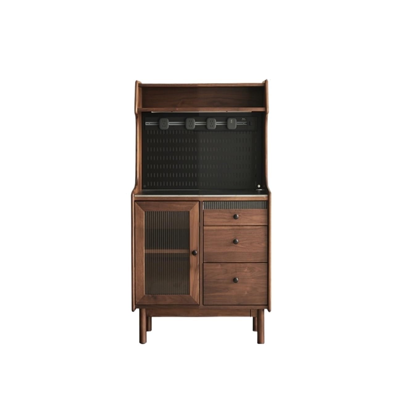 Cassettiera in legno per tè/caffè con piano di lavoro in pietra