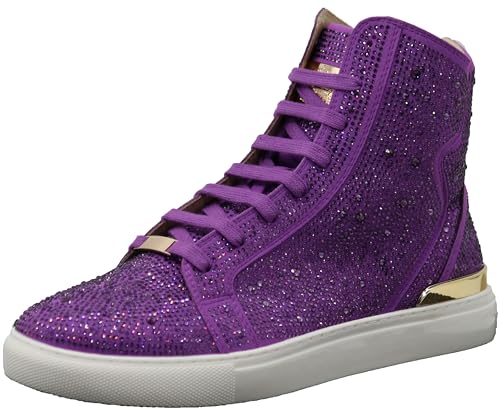 Image of Enzo Romeo Men's Fashion High Top Crystal Shimmer Rhinestone Blink Flat Sneakers Shoes