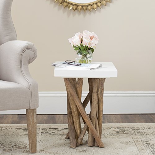 safavieh monica oval end table - Safavieh Home Collection Hartwick White and Natural Side Table