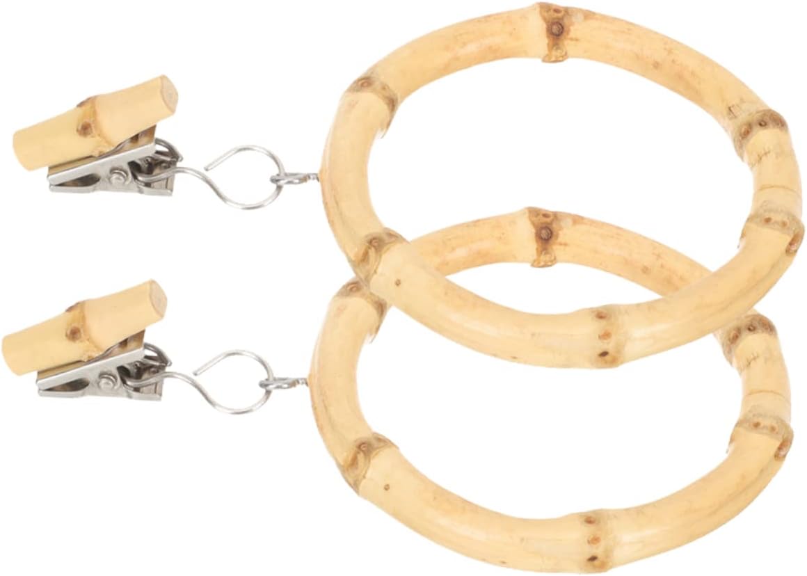 2sets Curtain Rod Clips Drapery Rings Clip Bamboo Eyelet Rings for Shower Curtains 2pcs*2