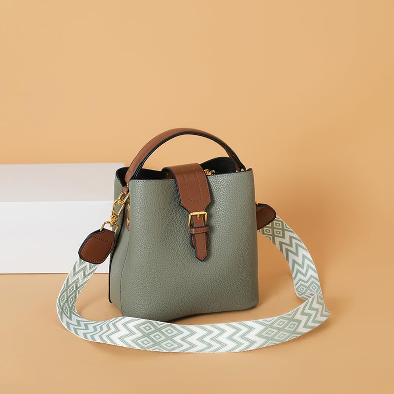 Trendy PU Leather Bucket Handbag Spacious Soft Shoulder Bag with Detachable Adjustable Strap4