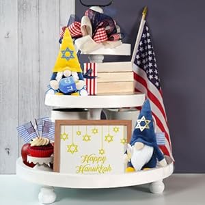 Gehydy Set of 2 Hanukkah Gnomes Plush Chanukah Christmas Decoration Gnome Handmade Scandinavian Tomte Stuffed Xmas Decor for Home Kitchen Tiered Tray - Blue & Orange Gehydy Set of 2 Hanukkah Gnomes Plush Chanukah Christmas Decoration Gnome Handmade Scandinavian Tomte Stuffed Xmas Decor for Home Kitchen Tiered Tray Blue Orange