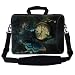 Meffort Inc 15 15.6 inch Neoprene Laptop Bag Sleeve with Extra Side Pocket, Soft Carrying Handle & Removable Shoulder Strap for 14" to 15.6" Size Notebook Computer - Green Clock Butterfly