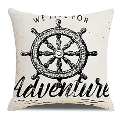 7COLORROOM Set of 4 Nautical Decorative Pillow Covers Navigation Voyage Compass & Anchor Cushion Cover Beach/Ocean Style… 51Ta M2hYFL. SS400