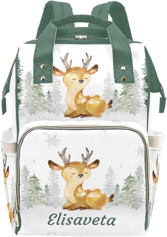 Personalized Diaper Bag Backpack Gift Blue Elephant Gray Convenient and Durable: Waterproof Multi-Compartment Nappy Bag