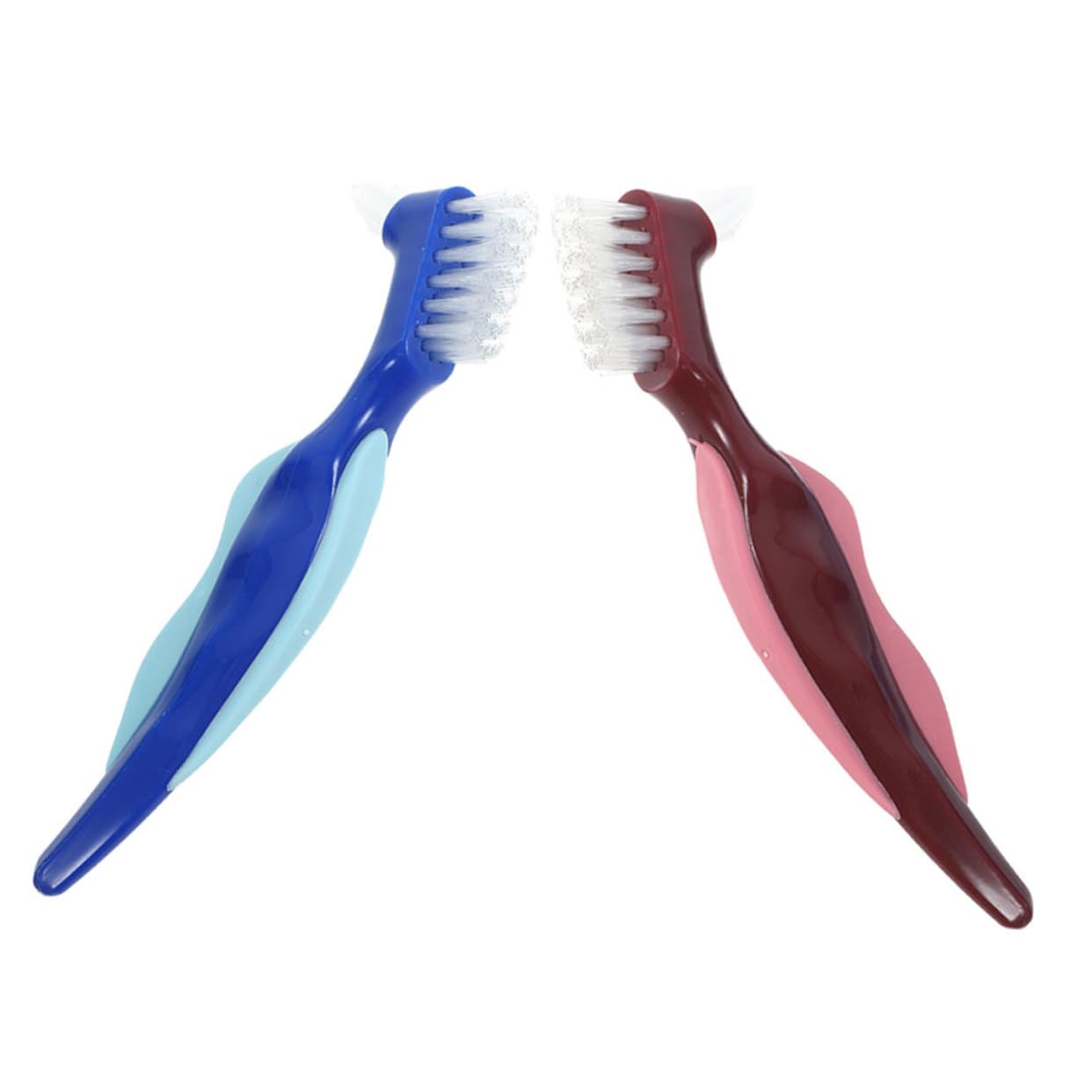 Healvian 10pezzi Spazzola Per Dentiera Spazzola Doppia Faccia Per Pulizia Protesi Spazzolino Portatile Per Igiene Orale Per Uso Domestico e Viaggi Colori