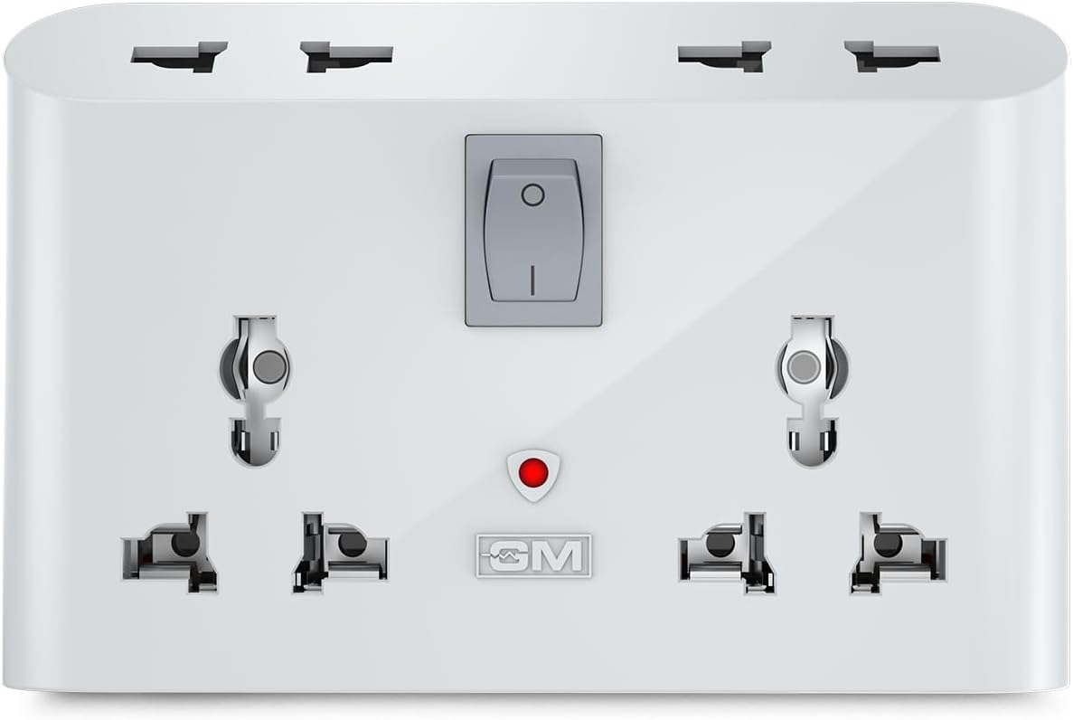 3019 3 Pin Universal Multi Plug Travel Adaptor with 6 AMP for Home Applications, Computers, Laptops