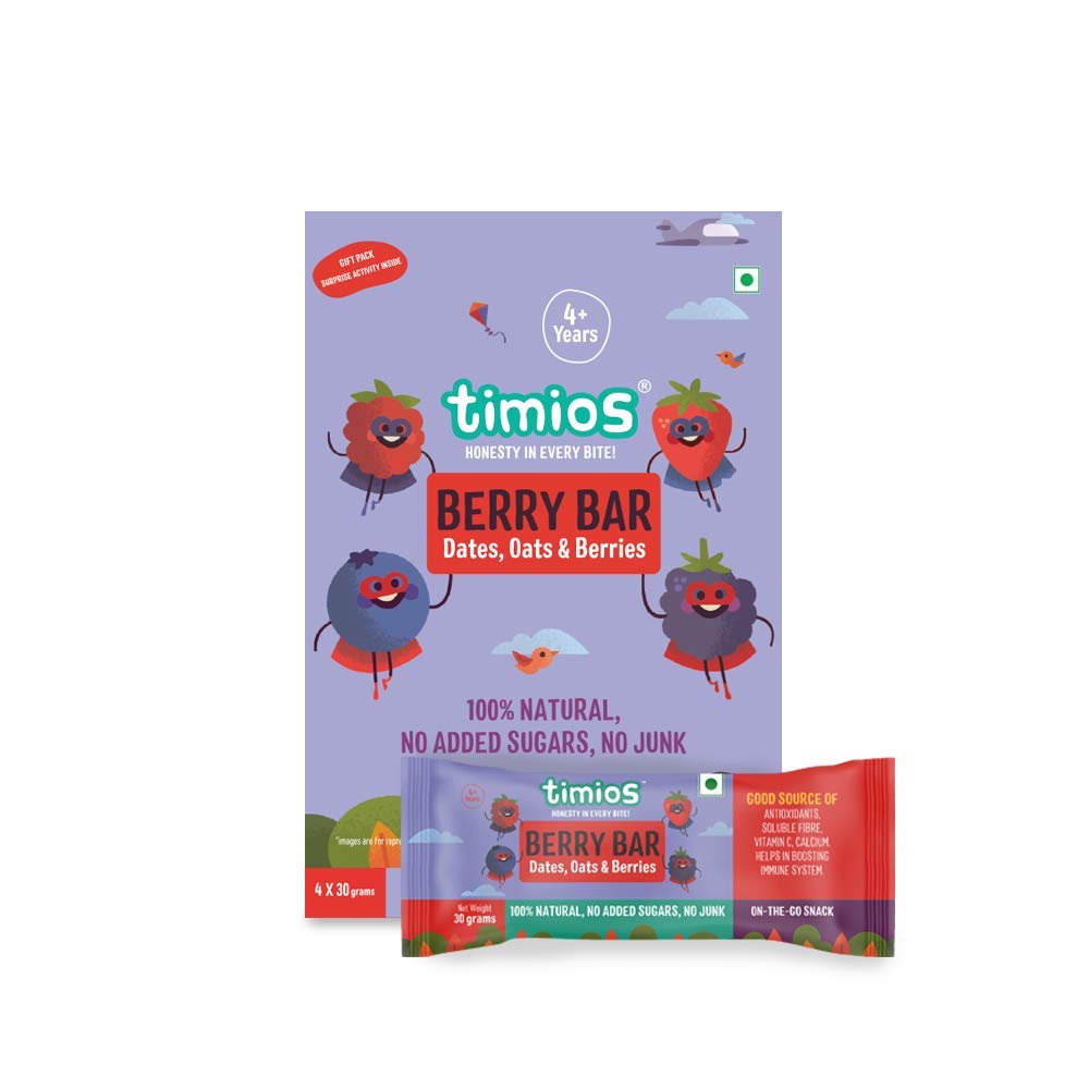 Timios Berry Bar Healthy Snack Natural Energy Food Product Ready to Eat for Toddlers - 4+ Years (Pack of 8) - Image 5 thumbnail