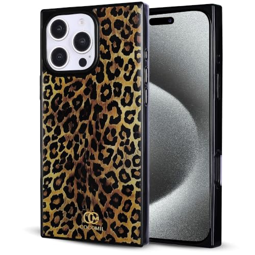 Image of COCOMII Rectangle for iPhone 15 Pro Max Case, Amber Leopard