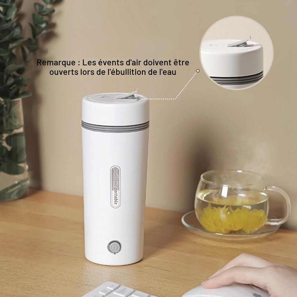 Bouilloire électrique Portable, Bouilloire à thé/café, Acier Inoxydable 304 de qualité Alimentaire, Chauffe-Eau Anti-Fuite avec arrêt Automatique et Protection Contre l'ébullition à Sec, Noir