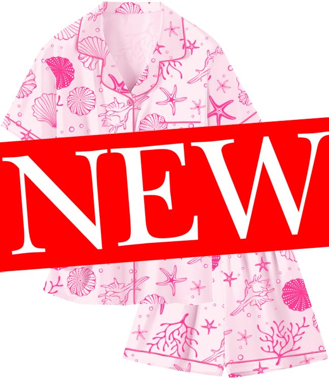 Image of Schbbbta Girls Womens Pajamas, Satin Silky Pjs Set Kids 2Pcs Button-Down Nightwear Sleepwear Gift for Mommy and me