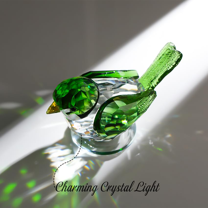 鳥　クリスタルガラス　グリーン Amazon.com: Crystal Handmade Green Art Glass Birds