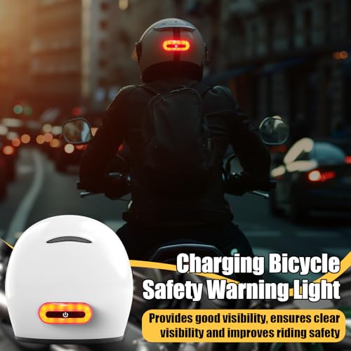 Image of Tujoe 2 Set Motorcycle Bike LED Red Rear Helmet Light Rechargeable Bicycle Safety Warning Helmet Tail Lights with USB Chargeable Cable, Safety Warning Night Lamp for Night Riding