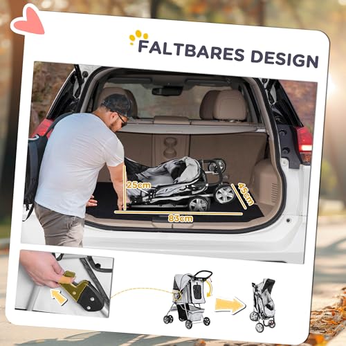 PawHut Hundewagen Hundebuggy Pet Hunde Buggy Stroller Jogger Anhänger Grau