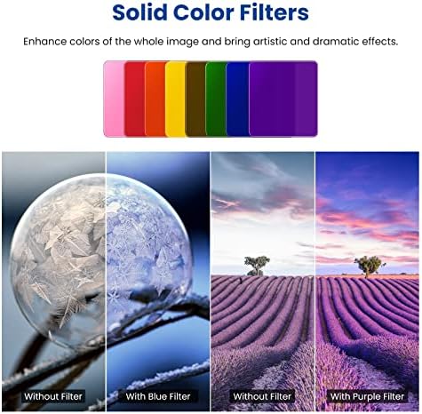 Neewer 24 PCS Square Filter Kit, Resin ND Filter Graduated Full Color Filter Set Compatible with Cokin M (P) Series with Adapter Rings (4982mm) Filter Holder Lens Cleaning Pen for DSLR Cameras