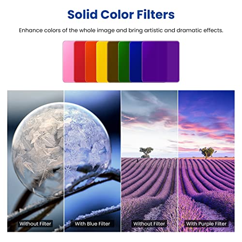 Neewer 24 Pcs Square Filter Kit, Resin Nd Filter Graduated Full Color Filter Set Compatible With Cokin M (P) Series With Adapter Rings (49–82Mm) Filter Holder Lens Cleaning Pen For Dslr Cameras #TOP6