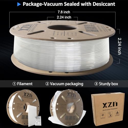 Image of TPU 95A Filament 1.75mm, Soft 95A Flexible 3D Printer Filament, 1KG Spool (2.2 lbs), Dimensional Accuracy + /- 0.02 mm, Vacuum Sealed, Excellent Layer Adhesion, Fits Most FDM Printers (Clear)