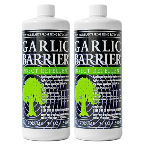 Garlic Barrier Liquid Garlic Insect Repellent Concentrate 32 fl oz (2 Pack) OMRI Listed Garlic-Based Formula for Farms Crops Gardens & Greenhouses Indoor & Outdoor Plant Protection