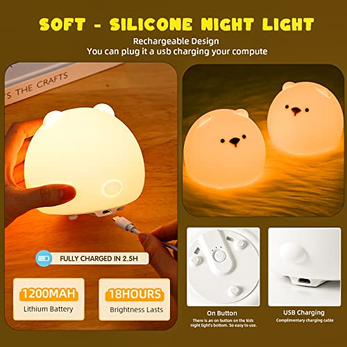 Spteohoc Cute Bear Night Lights, 16 Colors Kids Night Lights, Kids Night Light Cute Lamp For Bedroom.silicone Nursery Light For Baby And Toddler With Touch Sensor And Remote Control.… #TOP3