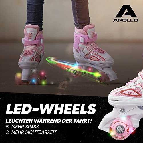 Foto von Apollo Super Quad X Pro | verstellbare Rollschuhe für Kinder | komfortable, größenverstellbare LED Roller Skates | Rollschuhe für Mädchen und Jungen | Größen 31-42